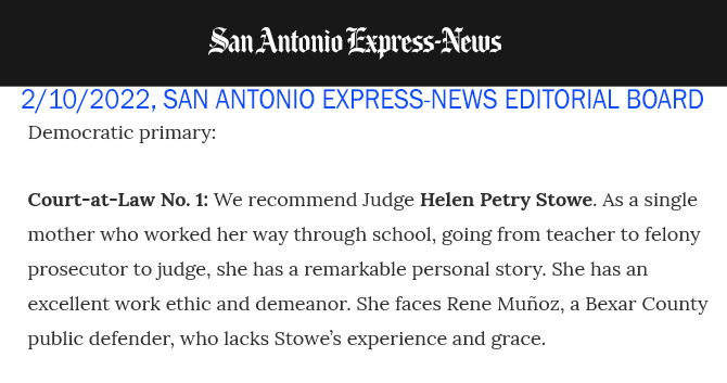 San Antonio Express‑News endorsement screenshot